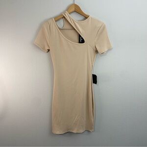 Lulus Tan Cream Cutout Tight Midi Dress NWT Women’s Small‎